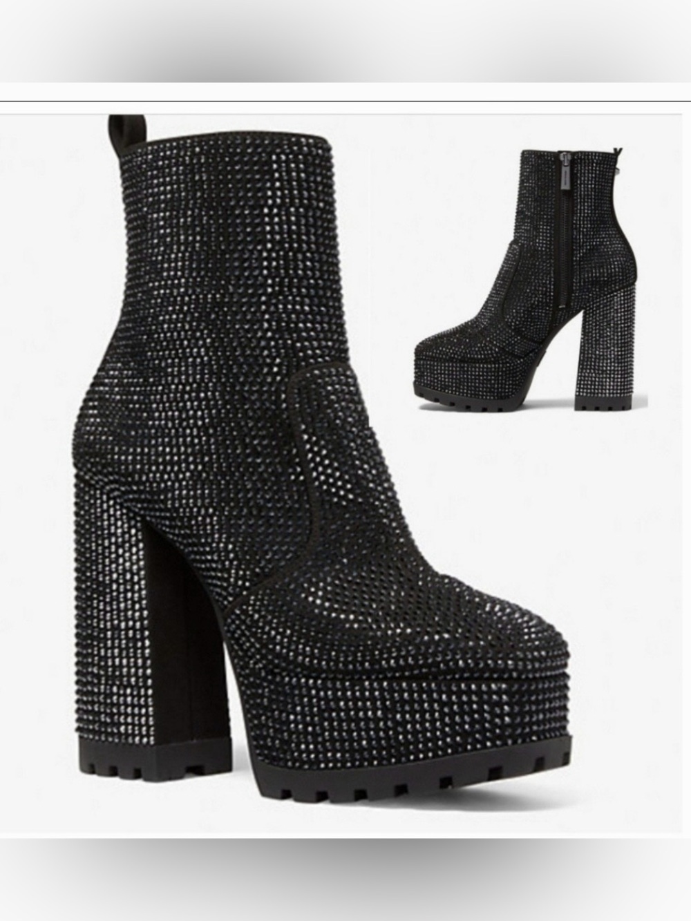 Michael Kors Maxine Black Rhinestone Platform Ankle Boots